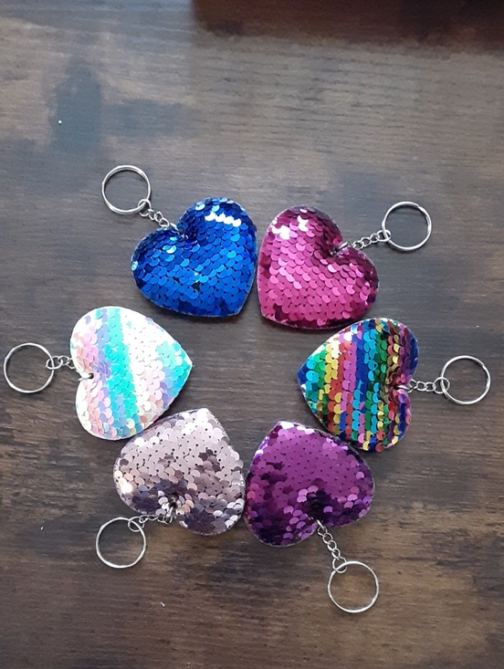 Accessories - Pick 1 Sequin Heart Keychain